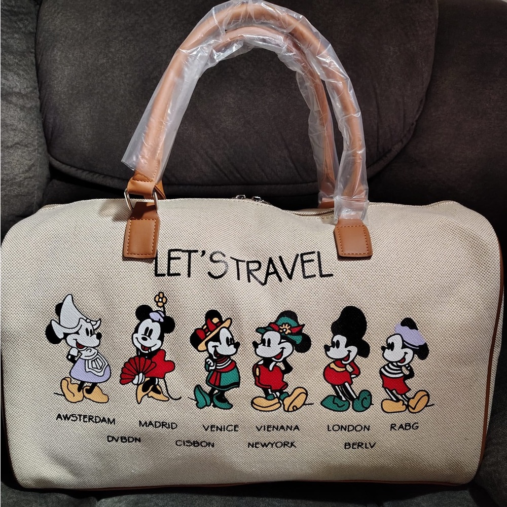 Let’s Travel Canvas Weekender Bag in Beige